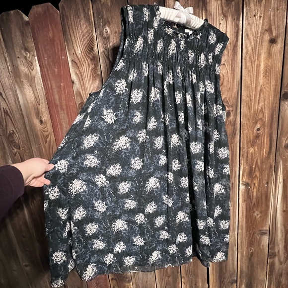 Joie Baltic Print Ruffle Smocked High Neck Sleeveless Mini Swing Dress Sz XXL - Picture 10 of 10